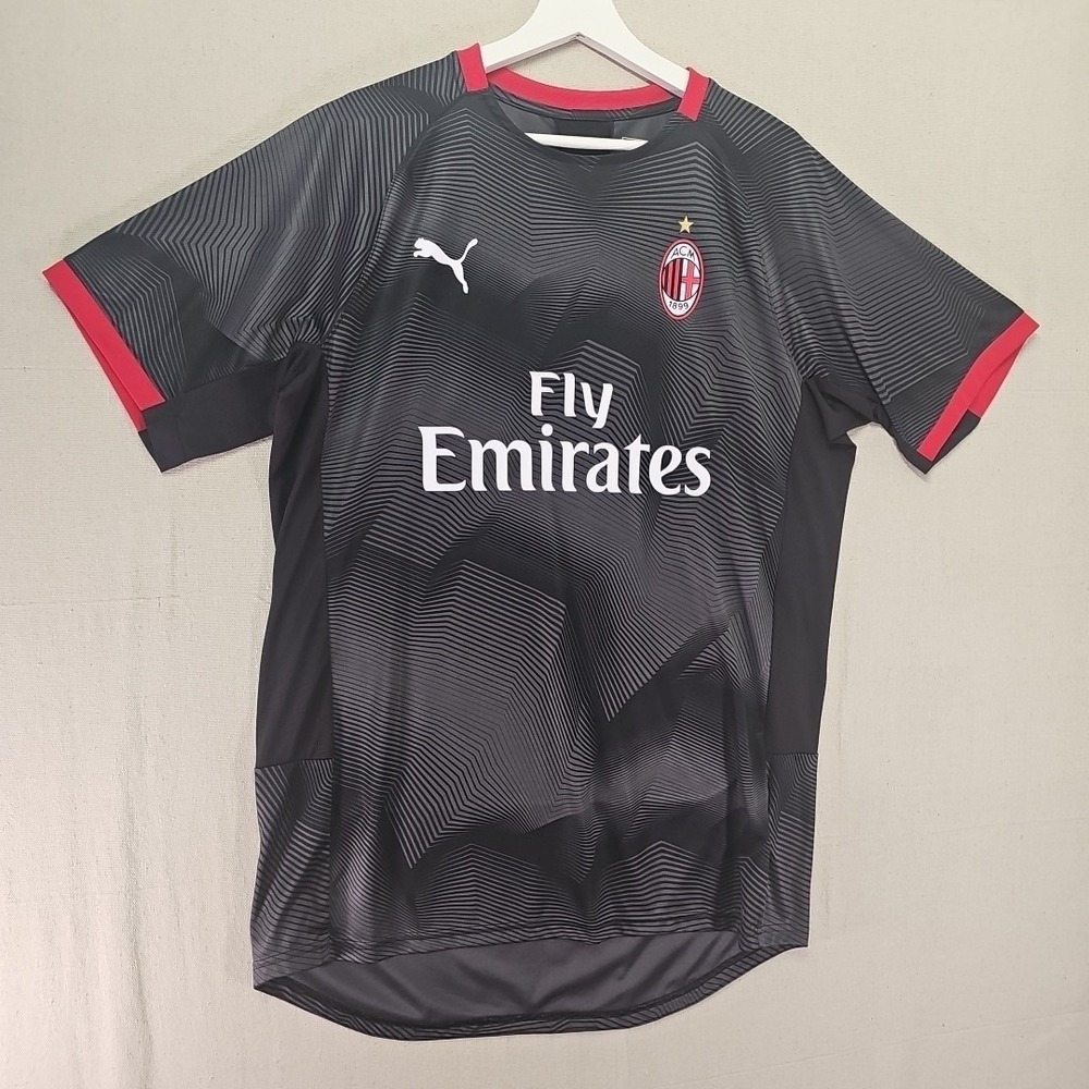 Puma AC Milan Training Jersey‎ Mens XL Black Soccer Italy Fly Emirates Geometric